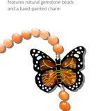 Hand-painted Monarch Butterfly Gemstone Bracelet Phone Chain