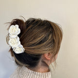 Satin Roses Flower Hair Claw Clip