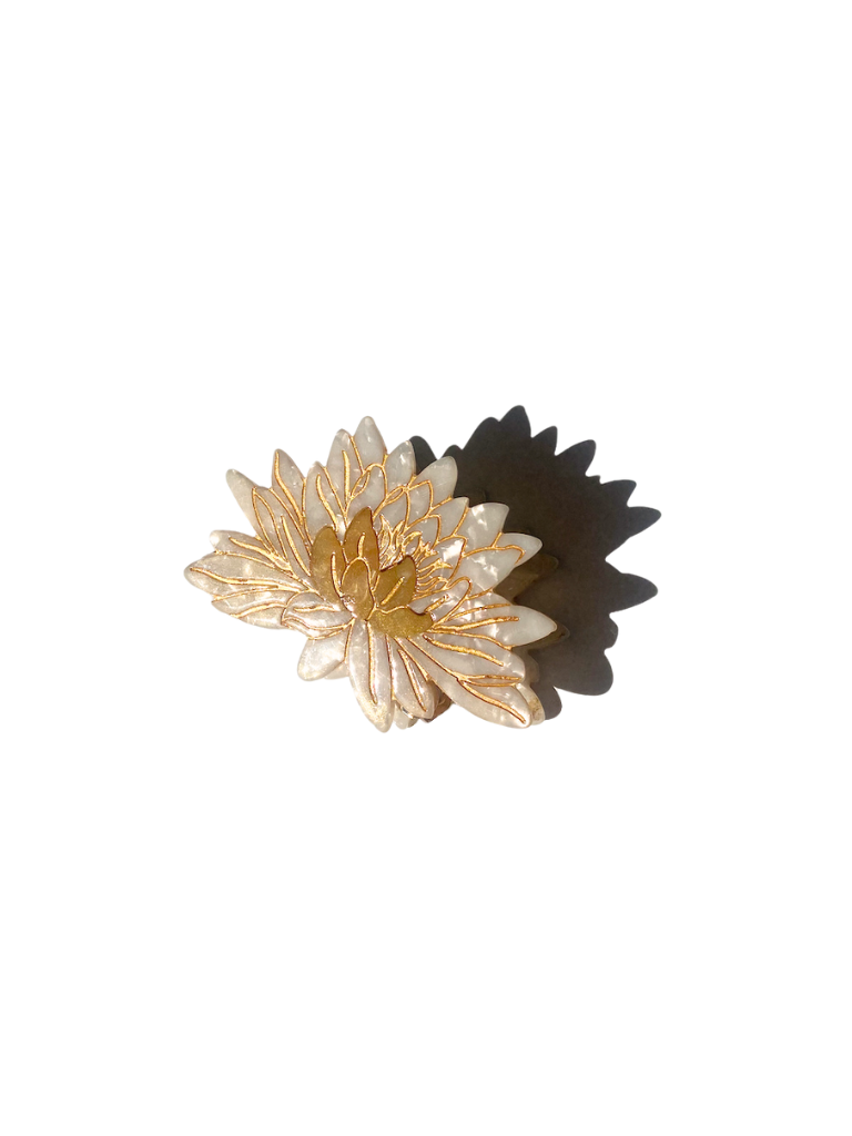 Hand-painted Waterlily Flower Claw Hair Clip | July Birth Flower