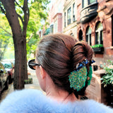 Hand-painted Peacock Bird Claw Hair Clip | Eco-Friendly