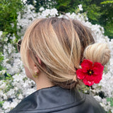 Handmade Origami Red Poppy Flower Claw Hair Clip