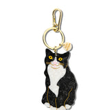 Hand-painted Tuxedo Cat Bag Charm + Keychain | Eco-Friendly