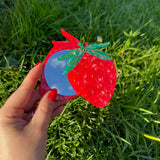 Hand-painted Strawberry Compact Mirror | Eco-Friendly