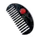 Hand-painted Rose Stem Gua Sha Treatment Hair Comb | Eco-Friendly