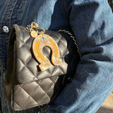 Hand-painted Lucky Horseshoe Bag Charm + Keychain | Eco-Friendly