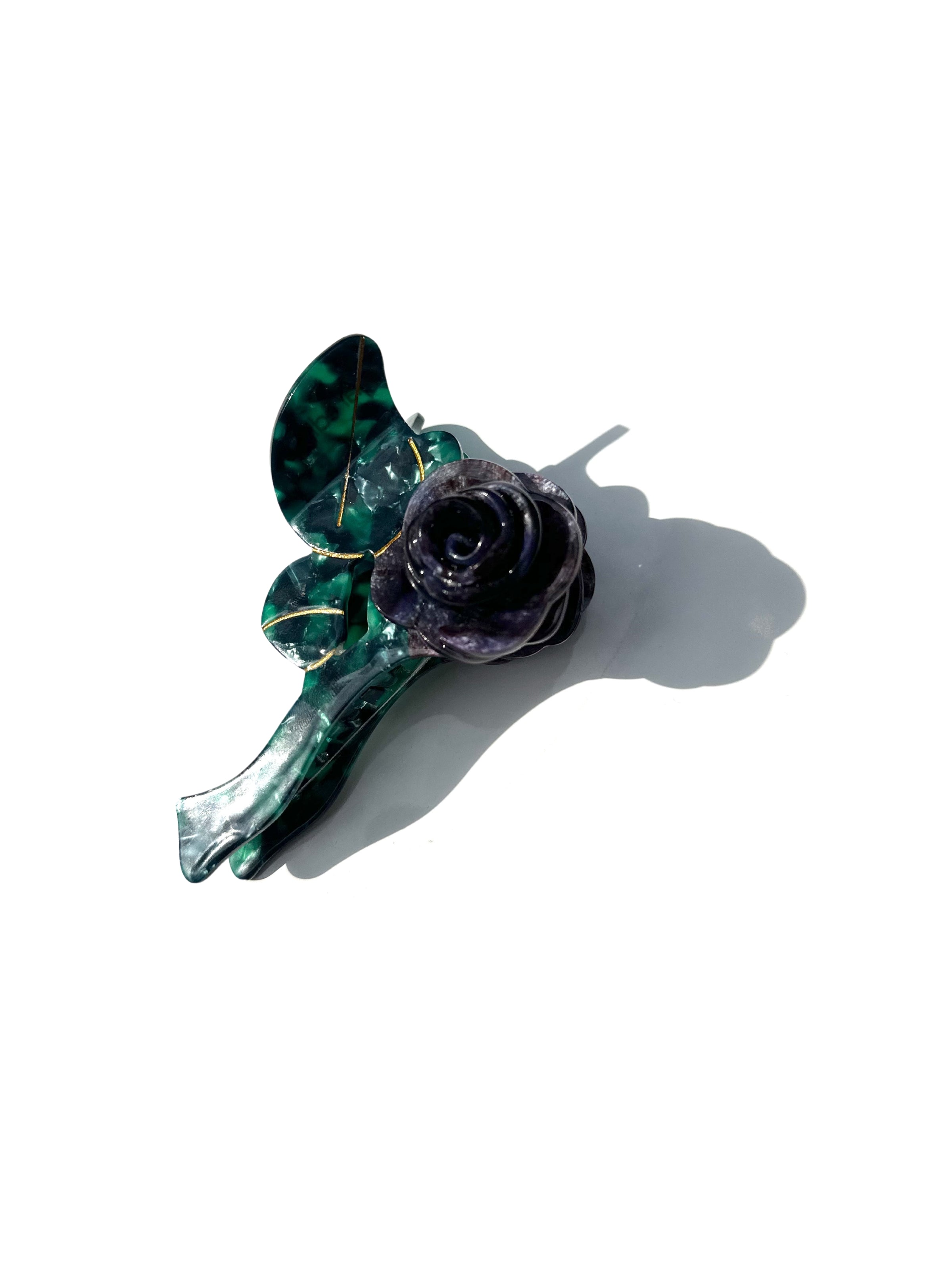 Handmade Origami Rose Stem Flower Claw Hair Clip