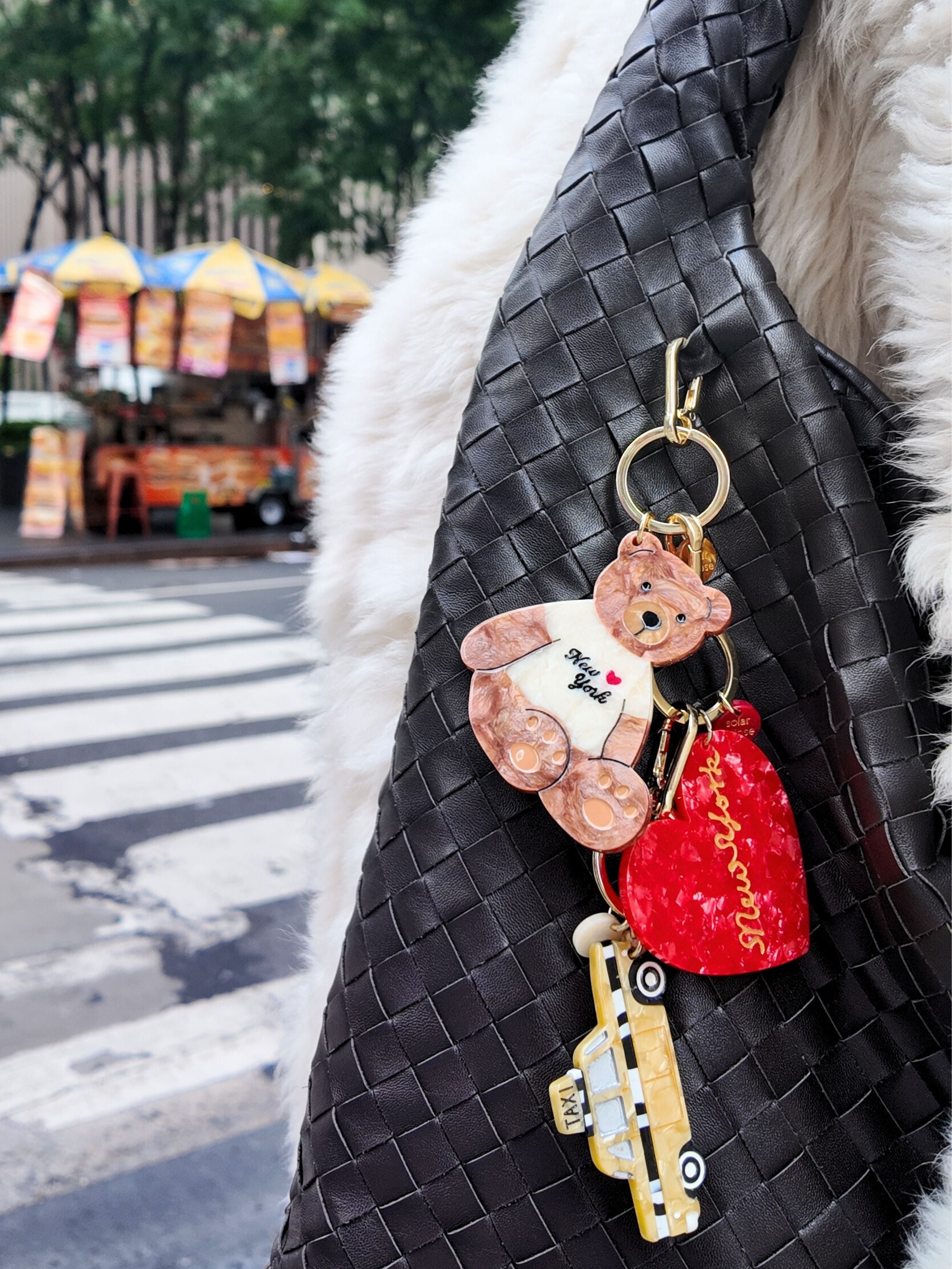 Hand-painted Taxicab Bag Charm Keychain Eco-Friendly – Solar