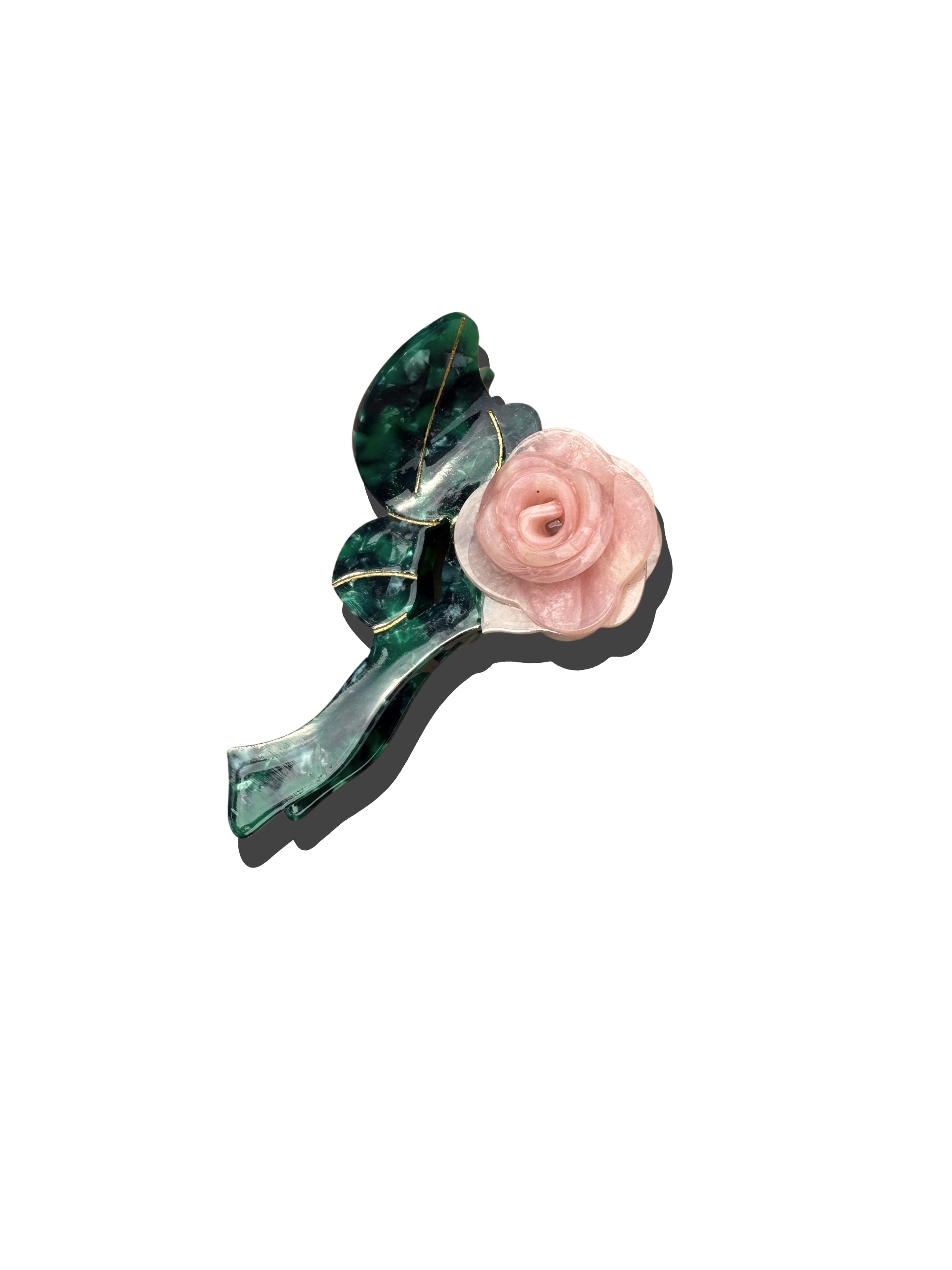 Handmade Origami Rose Stem Flower Claw Hair Clip