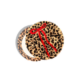 Hand-painted Leopard Bow Compact Mirror | Eco-Friendly