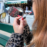 Hand-painted Leopard Bow Compact Mirror | Eco-Friendly