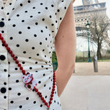 Hand-painted Lucky Cat Gemstone Crossbody Phone Chain
