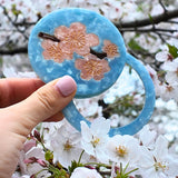 Hand-painted Cherry Blossom Compact Mirror | Eco-Friendly