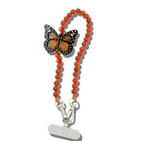 Hand-painted Monarch Butterfly Gemstone Bracelet Phone Chain