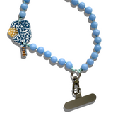 Hand-painted Pickleball Gemstone Bracelet Phone Chain