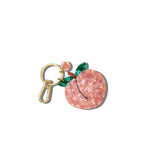 Hand-painted Peach Bag Charm + Keychain | Eco-Friendly