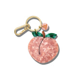 Hand-painted Peach Bag Charm + Keychain | Eco-Friendly