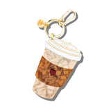 Hand-painted Coffee Cup Bag Charm + Keychain | Eco-Friendly