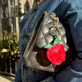 Hand-painted Apple Bag Charm + Keychain | Eco-Friendly