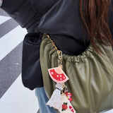 Hand-painted Blossom Fan Bag Charm + Keychain | Eco-Friendly