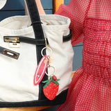 Hand-painted Strawberry Bag Charm + Keychain | Eco-Friendly