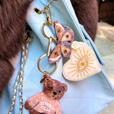 Hand-Painted Celestial Heart Bag Charm + Keychain | Eco-Friendly