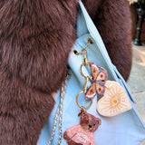 Hand-Painted Celestial Heart Bag Charm + Keychain | Eco-Friendly