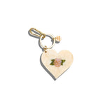 Hand-Painted Rose Heart Bag Charm + Keychain | Eco-Friendly