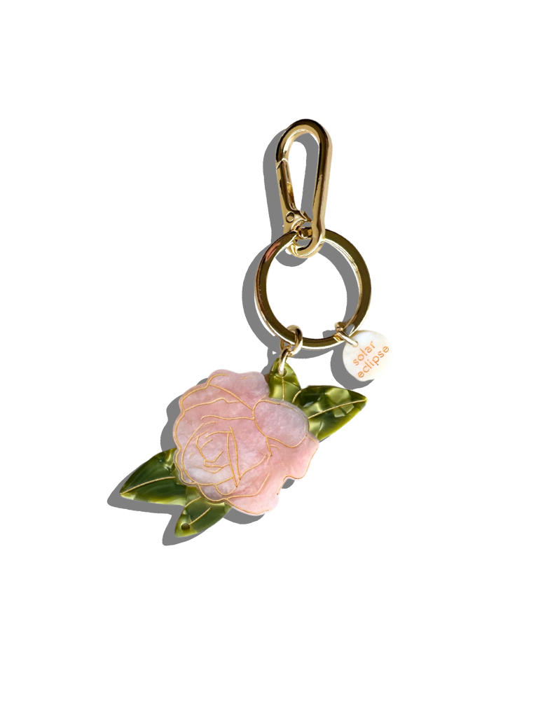 Hand-painted Rose Bag Charm + Keychain | Eco-Friendly