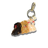 Hand-painted Puppies Bag Charm + Keychain | Eco-Friendly