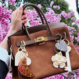 Handmade Origami Gardenia Flower Bag Charm + Keychain
