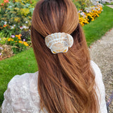 Hand-painted Seashell Lay Down Claw Clip | Eco-Friendly