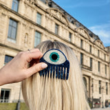 Hand-painted Evil Eye Pocket Hair Comb | Eco-Friendly