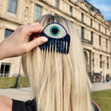 Hand-painted Evil Eye Pocket Hair Comb | Eco-Friendly