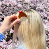 Hand-painted Croissant Bow Pocket Hair Comb | Eco-Friendly