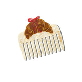 Hand-painted Croissant Bow Pocket Hair Comb | Eco-Friendly