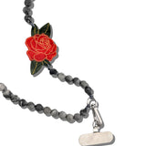 Hand-painted Red Rose Gemstone Crossbody Phone Chain