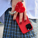 Hand-painted Red Heart Gemstone Bracelet Phone Chain