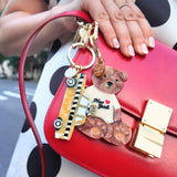 Hand-painted New York Teddy Bear Bag Charm + Keychain | Eco-Friendly