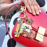 Hand-painted New York Teddy Bear Bag Charm + Keychain | Eco-Friendly