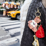 Hand-painted New York Teddy Bear Bag Charm + Keychain | Eco-Friendly