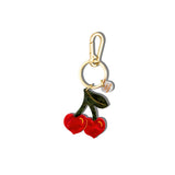 Hand-painted Cherry Hearts Bag Charm + Keychain | Eco-Friendly