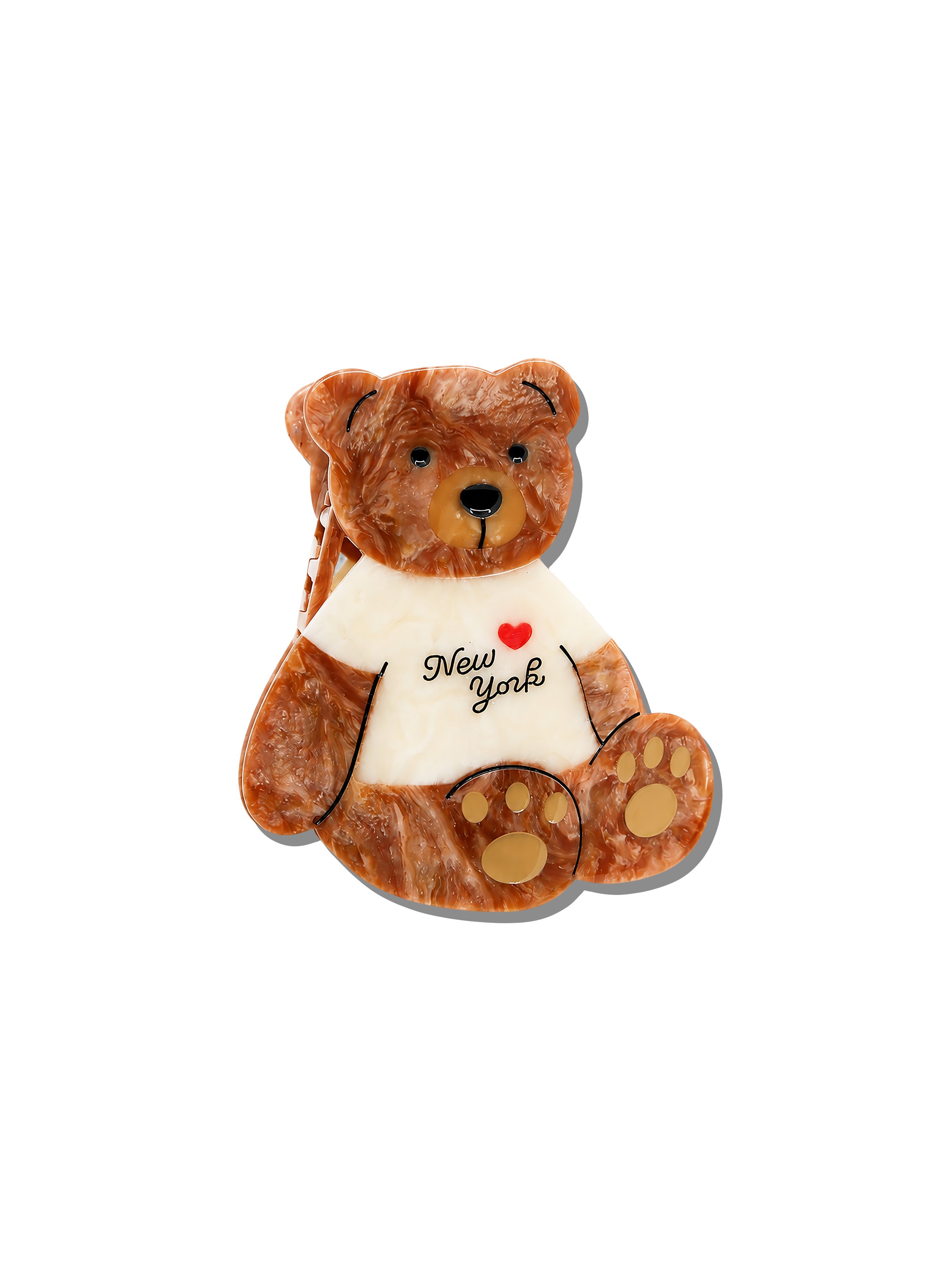 Hand-painted New York Teddy Bear Hair Claw Clip | Eco-Friendly