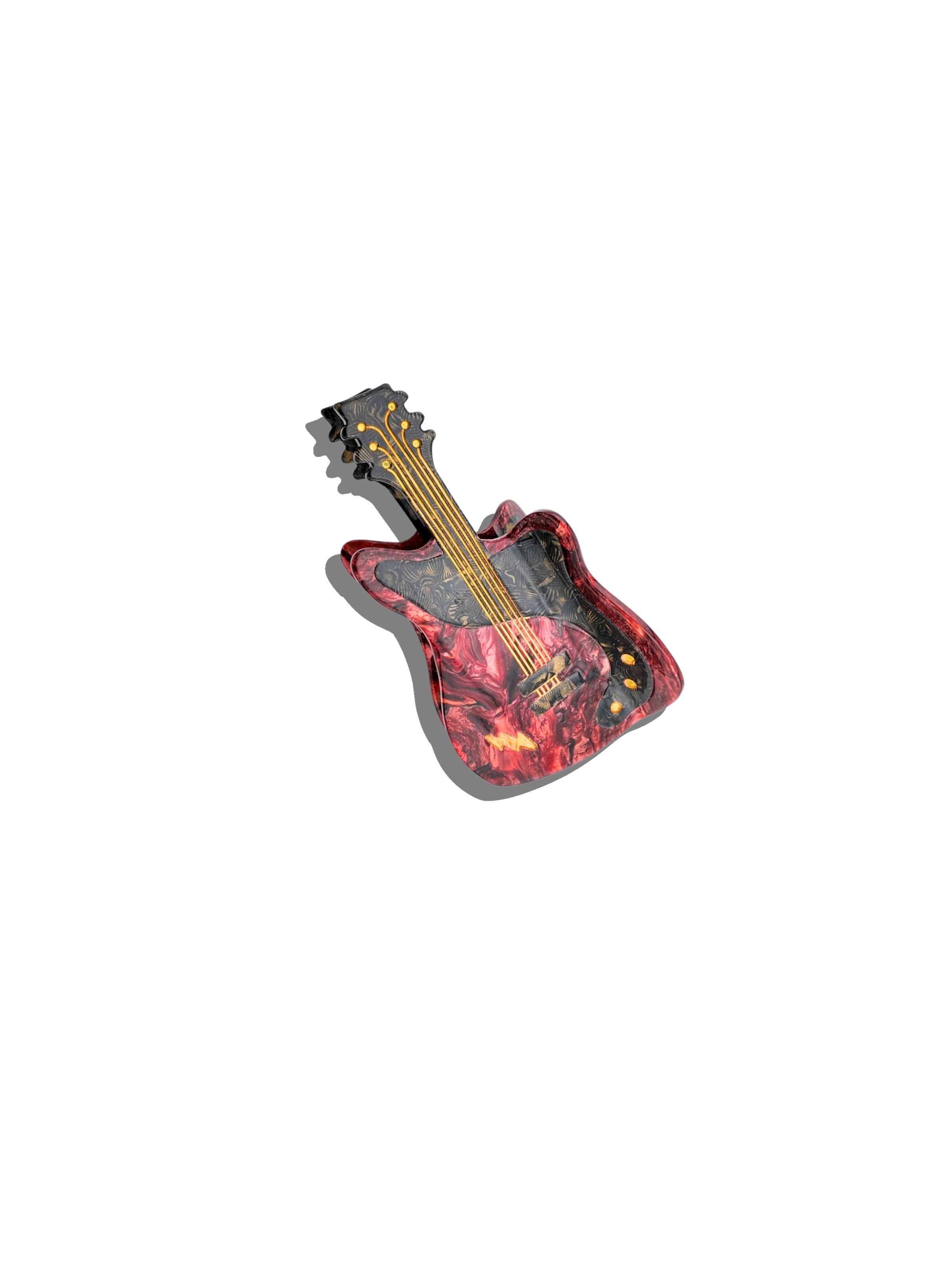 Hand-painted Electric Guitar Hair Claw Clip | Eco-Friendly