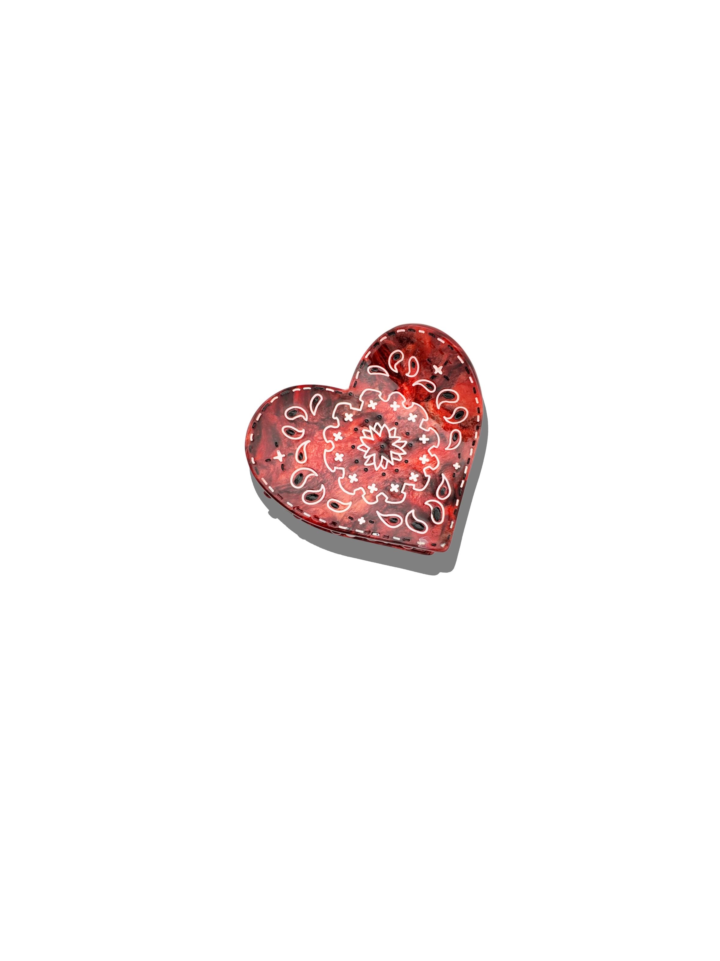 Hand-painted Paisley Heart Hair Claw Clip | Eco-Friendly