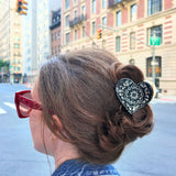 Hand-painted Paisley Heart Hair Claw Clip | Eco-Friendly