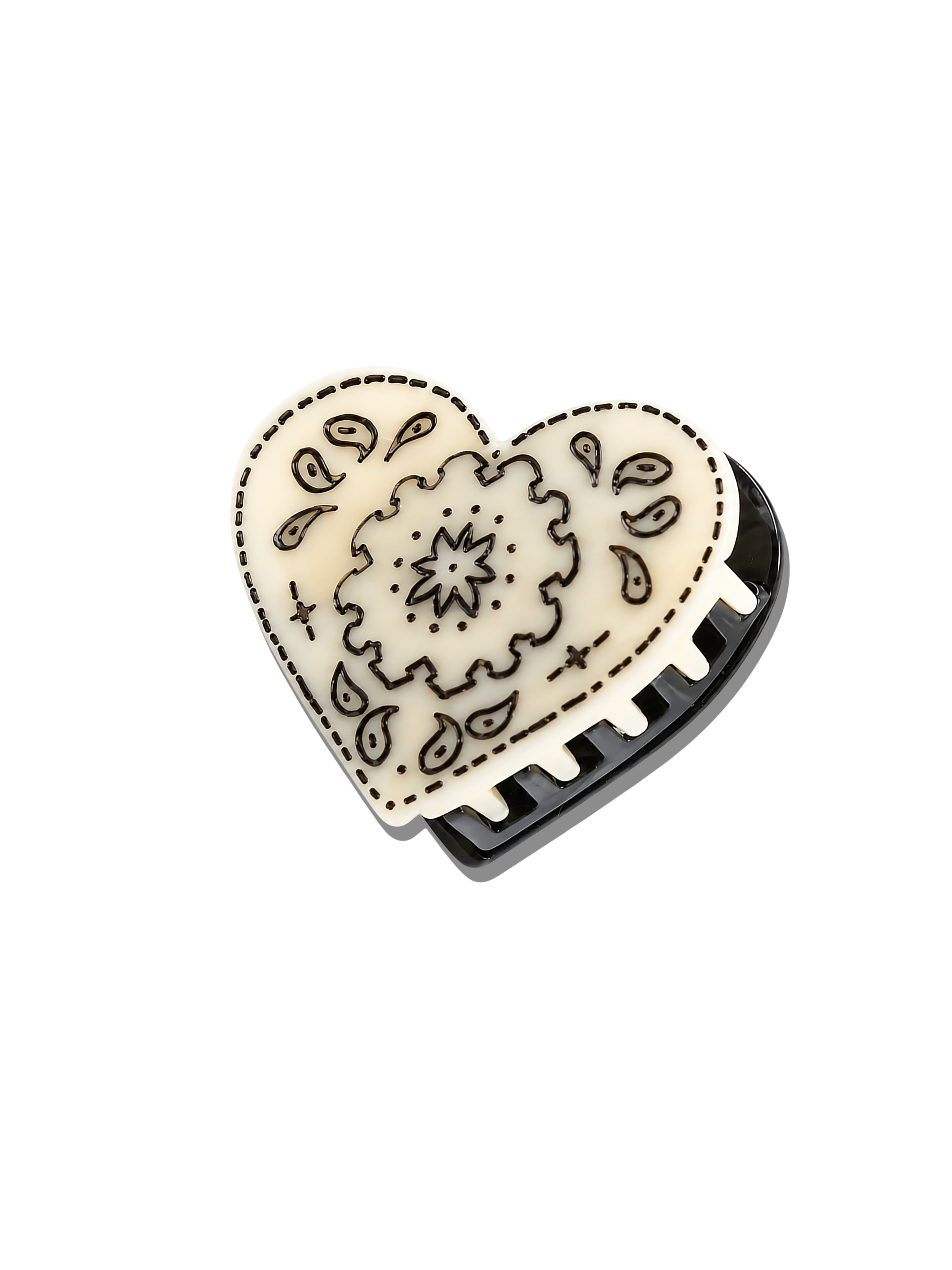 Hand-painted Paisley Heart Hair Claw Clip | Eco-Friendly
