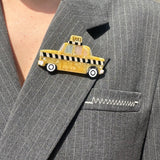 Hand-painted Taxi Brooch Pin