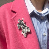 Hand-painted Tiger Brooch Pin