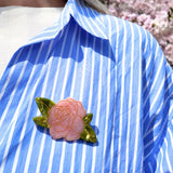 Hand-painted Rose Brooch Pin