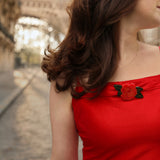 Hand-painted Rose Brooch Pin